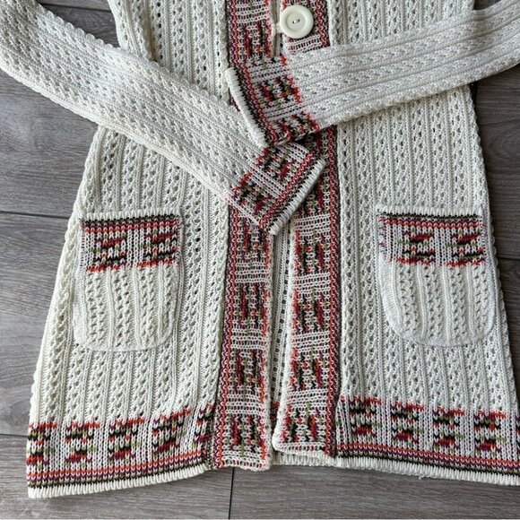 Tejiestilo Sueter’s Tribal Boho Hooded  Long Length Crochet Cardigan - Picture 8 of 16